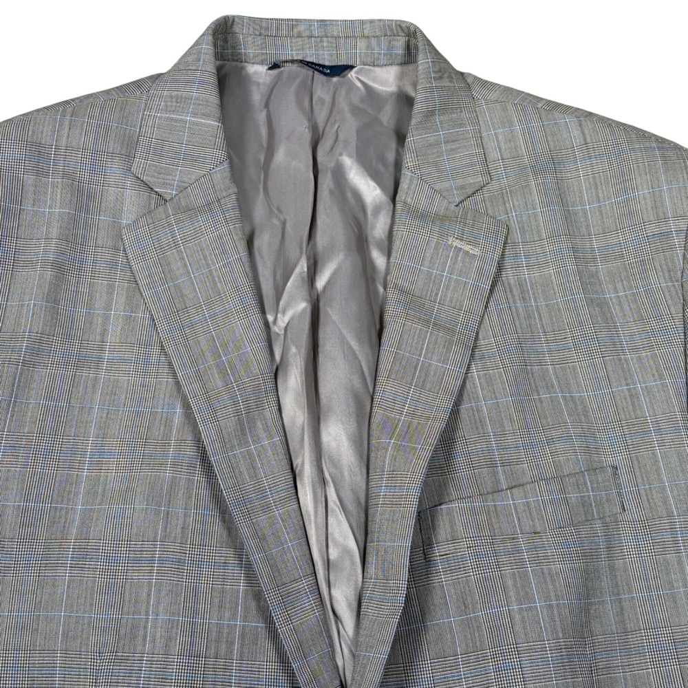 Ralph Lauren Dillard's Plaid Wool Stretch Blazer‎ Mens 44L Windowpane Pattern